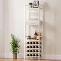 Produktbild: Yorbay Weinregal für 16 Flaschen, 4-Stöckiges Freistehendes Weinregal mit Glashaltere und Schublade, Vintage Flaschenregal aus Metall mit Ablagen für Bar, Küche, Esszimmer, Boden (Weiß)