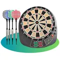 Produktbild: Best Sporting elektr. Dartscheibe Coventry - 27 Spiele mit 159 Varianten, bis zu 16 Spieler, 12 Dartpfeilen & Ersatzspitzen, LED-Anzeigen, Soundeffekt (Weiße Spinne)