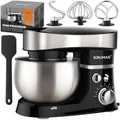 Produktbild: KRUMAD Küchenmaschine 2000W – Teigknetmaschine mit 3L Edelstahlschüssel & 6 Geschwindigkeiten – Rührmaschine mit Knethaken, Schneebesen & Flachrührer – Leistungsstarker Mixer für Küche