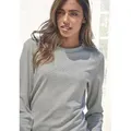 Produktbild: Sweatshirt BENCH. LOUNGEWEAR, Damen, Gr. 36/38, grau (hellgrau, meliert), Interlock, Graumeliert (Obermaterial): 90% Baumwolle, 10% Polyester, meliert, Basic, Basic schmal normal, Rundhals, Bündchen, Sweatshirts Sweatshirt, mit Logostickerei, Loungewear