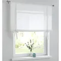 Produktbild: Kutti Bindegardine Vicky (1 St), Stangendurchzug, halbtransparent, Leinenstruktur, Bindegardine Baumwolle, feine Stickerei, Schleifenbänder zum Raffen weiß 80 cm x 100 cm