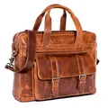 Produktbild: ALMADIH große Leder Businesstasche 17 Zoll Laptoptasche - echt Leder Aktentasche JAN für Herren & Damen - Umhängetasche Unitasche Messenger Arbeitstasche Schultertasche Dokumententasche (JAN BD)