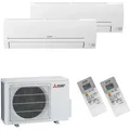 Produktbild: Mitsubishi Electric Klimaanlage Basic Wandgerät Multisplit Set mit 2 Innengeräten 2 x 3,5 kW inkl. WiFi