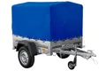 Produktbild: UNITRAILER PKW Anhänger 150 Kipp, 150x106 cm, mit Blauer Hochplane, Hochspriegel und Stützrad - Anhänger Aufbau, Auto Anhänger