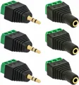 Produktbild: 3X Klinken Stecker + 3X Buchsen 3,5mm Adapter > Terminalblock 3 Pin Schraub Klemme Set
