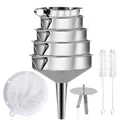 Produktbild: Gucass 9 Stk Edelstahl Trichter Set, Küche Trichter mit Griff, Marmeladentrichter mit Sieb, 200 Mesh Filter, Reinigungsbürste, Einfülltrichter zum Übertragen Gewürzen Flüssigkeiten Pulver Konfitüre
