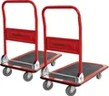 Produktbild: 2er-Set Transportwagen klappbar 150 kg Tragkraft, B 47,5 x L 72,5 x H 83,5 cm Rollwagen mit Vollgummi-Reifen, Antirutschbeschichtung, Plattformwagen aus Stahl