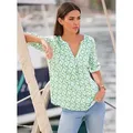 Produktbild: Schlupfbluse HEINE, Damen, Gr. 48, grün (ecru, mint, bedruckt), 100% Viskose, bedruckt, gemustert, mehrfarbig, V-Ausschnitt, Blusen Schlupfbluse