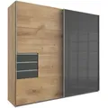 Produktbild: Schwebetürenschrank - Plankeneiche - grey - 3 Schubkästen - 225 cm