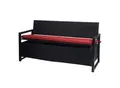 Produktbild: Poly-Rattan 3er Sitzbank MCW-F39, Gartenbank Truhenbank, Staufach Aufbewahrung Sitzkissen ~ anthrazit, Kissen bordeaux