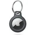Produktbild: Schlichte runde Tracker-Hülle mit Karabiner Schwarz - flexibles TPU-Gehäuse kompatibel mir Airtag
