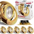 Produktbild: max K O M F O R T - 6x LED Einbaustrahler Ultraflach 5 Watt Gold schwenkbar 230V Rund warmweiß Deckenstrahler Spot Deckenspot Lumira