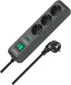 Produktbild: Brennenstuhl Eco-Line Steckdosenleiste 3-Fach mit Überspannungsschutz (Mehrfachsteckdose mit erhöhtem Berührungsschutz, Schalter und 1,5m Kabel) anthrazit