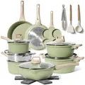Produktbild: JUST PERFECTO Induktions Töpfe Set - Pfannenset mit deckel - Induktions Töpfe Set - töpfe & pfannen set ohne PTFE und PFOA - Kratzschutz-Silikon Kochgeschirr Topfset induktion (21 pcs Green)