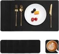 Produktbild: Myir JUN 6x Tischsets Platz-Set Leder & Untersetzer Doppelseitig (Schwarz)