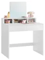 Produktbild: VASAGLE Schminktisch mit großem Spiegel, Frisiertisch, 2 Schubladen, 3 offene Fächer, Kosmetiktisch, modern, weiß RDT103W01