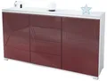 Produktbild: Vladon Sideboard Faro V1 (Kommode mit 2 Türen & 4 Schubladen, Schrank mit LED Lichtleiste), Weiß matt / Bordeaux Hochglanz (138,5 x 75,5 x 35)