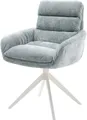 Produktbild: DELIFE Polsterstuhl Abelia-Flex, mit Armlehnen Kreuzgestell breit Weiß Chenille Pastellblau 360° drehba