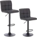 Produktbild: Barhocker 2er Set Barstuhl Tresenhocker Bistrohocker Designer Hocker mit Rückenlehne, Kunstleder in Antiklederoptik höhenverstellbar drehbar Stahl