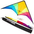 Produktbild: HQ Design - Delta Hawk Neon-Rainbow Lenkdrachen Zweileiner Flugdrachen robust berechenbar Speed & Power, ab 14 Jahren, 146x72cm, Dyneemaschnüre 70-100kp empf. (Nicht inkl.), 3-8 Bft