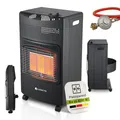 Produktbild: Juskys Keramik Gasheizung GS42US in Schwarz - 4200 W mit Druckregler & Schlauch - Mobil, effizient & energiesparend - Gasheizer Gasheizofen Gasheizgerät