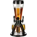Produktbild: Biersäule Mit 3 Zapfhähnen, 4 L, Getränkespender Mit Kühlung, Biertower Garten, Zapfsäule, Transparent/schwarz - Relaxdays