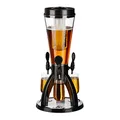 Produktbild: Relaxdays Biersäule mit 3 Zapfhähnen, 4 l, Getränkespender mit Kühlung, Biertower Garten, Zapfsäule, transparent/schwarz