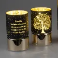 Produktbild: 2er Set LED Tischlampen Zylinder LEBENSBAUM H. 15cm schwarz gold Glas Formano