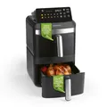 Produktbild: GOURMETmaxx FryUp XL vertikale Doppelkammer Heißluftfritteuse - 12 L | Airfryer mit 9,6 Zoll Multi-Colour LED-Touchdisplay & 12 Programmen | Heißluftfritteuse 2 Kammern | SYNC- & MATCH-Funktion