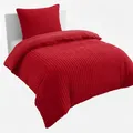 Produktbild: Kuscheli® Winter Wende Plüsch Bettwäsche 135 x 200 od. 155 x 220 mit 80x80 Kissenbezug Cashmere-Touch Coral Fleece Deckenbezug, Farbe:ROT, Größe:135x200 + 80x80