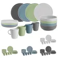 Produktbild: BRUNNER Melamin Geschirr Set Lunch Box Dolomit Stone Touch Camping Teller 16tlg Farbe: blau