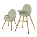 Produktbild: Kinderkraft Hochstuhl FINI2 2 in 1, Kinderhochstuhl, Babystuhl, Kombihochstuhl, Beine aus Holz, Sicherheitsgurte, Fußstütze, Doppeltablett, ab 6 Monate bis 5 Jahre, 5 Punkt Gurte, Grün