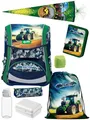 Produktbild: Familando - Ergo Premium Schulranzen Set - 8-teilig mit Schultüte - Traktor Blau Grün - Ergonomisch, stabil & mit verstellbarem Rückenpolster - 1000g - 20L Volumen - Mit Reflektoren - ab 1. Klasse