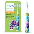 Produktbild: Philips Sonicare For Kids, elektrische Schallzahnbürste mit App, für Kinder ab 3 Jahren, mit SmarTimer und QuadPacer für eine gründliche Reinigung, Grün, Modell HX6352/11