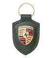 Produktbild: Original PORSCHE Metall- Wappen Schlüsselanhänger Leder Oakgrün metallic grün