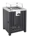 Produktbild: tepro Gasfeuerstelle Topeka quadratisch 50x50 cm – Gas-Tischkamin mit Edelstahl-Brenner (13 kW), Glasumrandung, Lavasteinen, Zündung, Abdeckhaube & Regler – Outdoor Feuerstelle für Terrasse & Garten