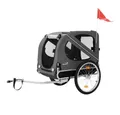 Produktbild: Hauki Fahrradhundeanhänger Fahrradanhänger & Hundebuggy 2in1 klappbar, Hundewagen 130x72x90 cm Grau mit Reflektoren Leine und Flagge bis 40 k