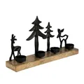 Produktbild: EGLO LIVING Teelichthalter mit Deko Rentieren Baliguian, Weihnachtsdeko Fensterbank Wohnzimmer, Tischdeko Weihnachten Hirsch Weihnachtsbaum, Holz und Metall in Schwarz, 38 x 20 cm
