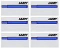 Produktbild: LAMY T10 6er Set löschbare Tintenpatronen mit großem Tintenvorrat - geeignet für alle Lamy Patronenfüllhaltermodelle - Inhalt 1,25ml je Patrone - 5 Stück pro Päckchen - Tintenfarbe blau