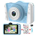 Produktbild: ITSHINY Kinderkamera - Digitalkamera mit 3,5-Zoll-Großbildschirm, 1080P HD 12MP, 32GB SD-Karte, USB wiederaufladbar, Selfie, für 3-10 Jahre, Blau