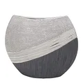 Produktbild: Edle Moderne Deko Designer Keramik Vase in Silber-grau Maße L/B/H: 25 x 8 x 21 cm.