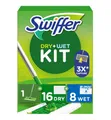 Produktbild: Swiffer Bodenwischer Dry & Wet Starter-Set, 1 Stab, 16 Trockene, 8 Feuchte Bodentücher, Für Eine Schnelle & Einfache Reinigung von Hartböden