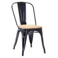 Produktbild: Küchenstuhl Stuhl Esszimmerstuhl aus METALL Sitzfläche aus Holz stapelbar, Farbe:Schwarz+Naturholz , Material:Metall