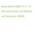Produktbild: Equip Kabel USB-C 3.2 -> C Plat. St/St 2.00m 3A 4K/60Hz ws Polybeutel 128352
