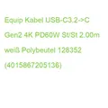Produktbild: Equip Kabel USB-C3.2->C Gen2 4K PD60W St/St 2.00m weiß Polybeutel 128352 (401586