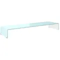 Produktbild: vidaXL TV-Tisch/Bildschirmerhöhung Glas Weiß 110 x 30 x 13 cm