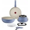Produktbild: Tefal Ingenio Serenity 11-teiliges Set Blue Salt L829SB, Gemischtes Set, Blau, Aluminium, Mineral, Blau, Glas/Kunststoff - Blau