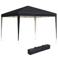 Produktbild: Outsunny Pavillon ca. 3x3m, wasserabweisend Stabil Winterfest Pop-up Faltpavillon, UV Schutz, Faltbar Partyzelt Gartenzelt mit Tasche, Gartenpavillon für Camping Garten, Schwarz