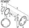 Produktbild: Shimano Kettenschaltung Shimano Kettenblatt Deore FC-M532 36Z Ø104mm Mitte 4Arm Stahl silber