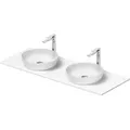 Produktbild: Duravit Sivida Doppelwaschtisch Set rund inklusive Konsole 1350x500x123mm, 2680163200, Farbe: Waschtisch Innen: Weiß Seidenmatt, Außen: Weiß Seidenmatt; Konsole: Weiß